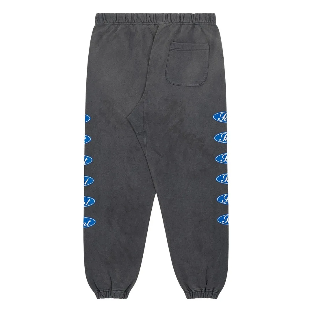 SAINT Mxxxxxx SWEAT PANTS/LOVE AMONG/BLK blue SAINT barrage sweatpants, washed black S-XL, top-notch printing and distressing process, very close to the original distressed feeling, Assute dyeing, whole piece sprayed with horse fade, wormhole destruction treatment, heavy fermentation washing to create NEW VINTAGE texture, factory four-needle and six-thread workmanship, no bone seams, correct main mark, wash mark
